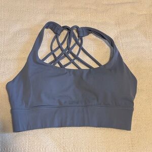 Women's Strappy Back Sports Bra - Blue/Gray